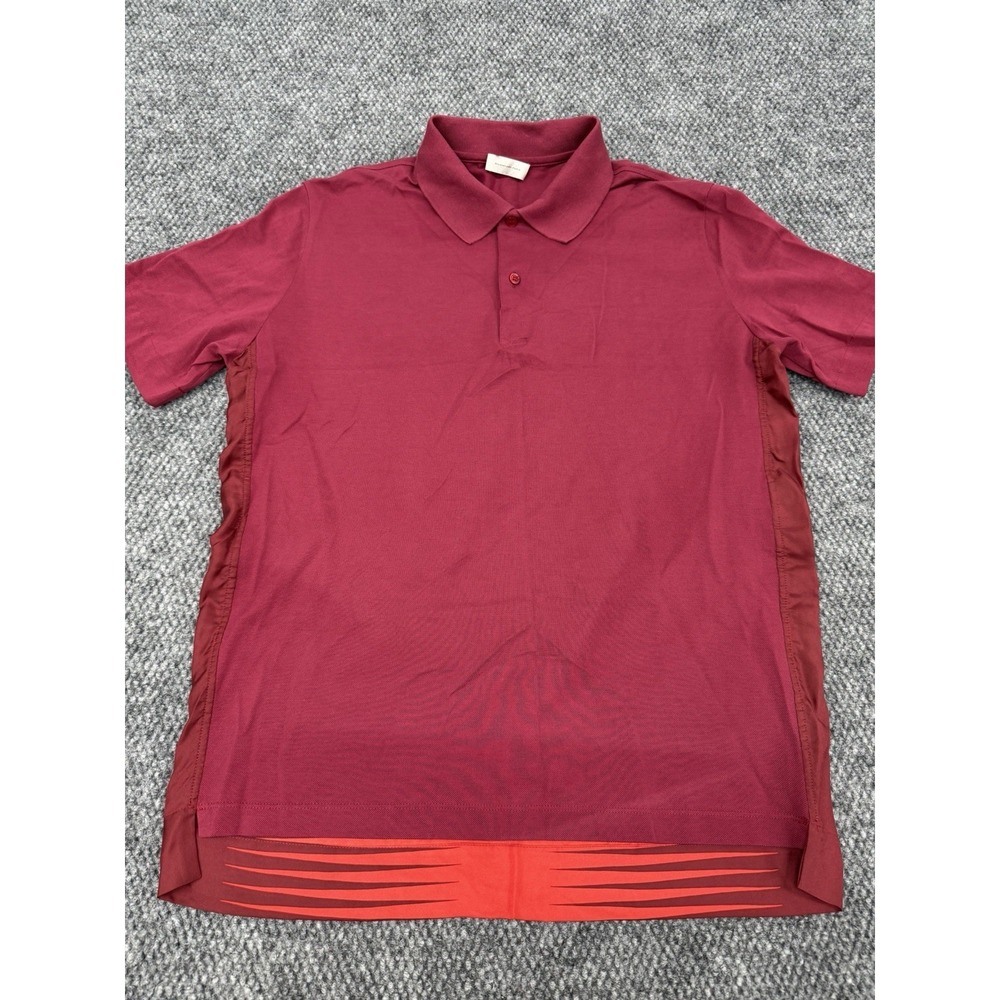 Balenciaga Paris Men's Large Red Polo Shirt Cotton Front / Silk Back - Italy
